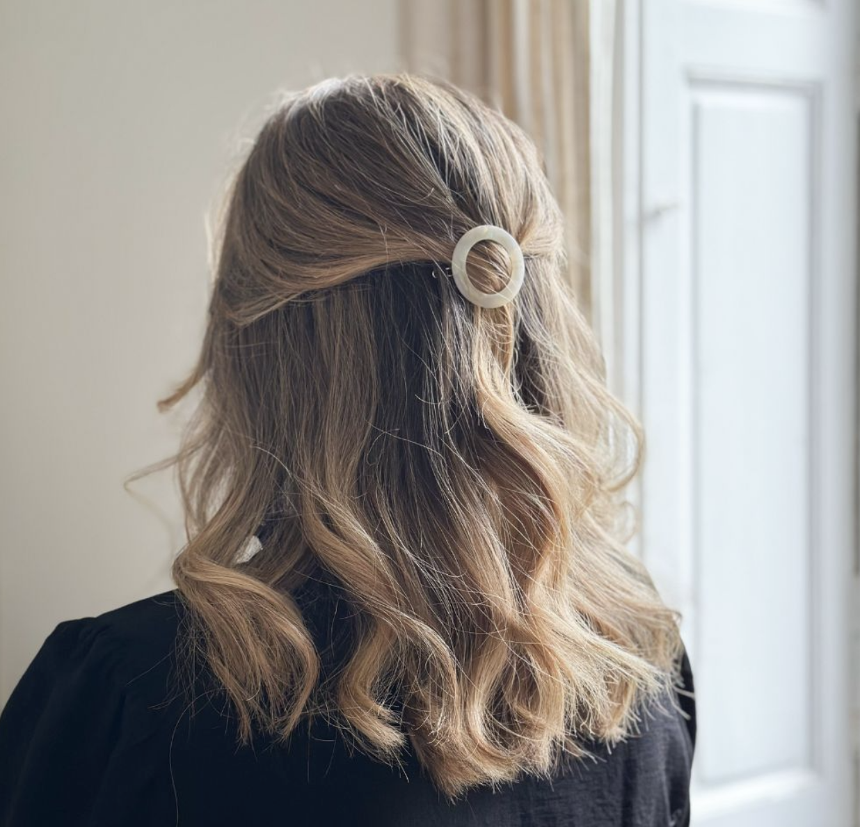 Barrette ronde Nacre