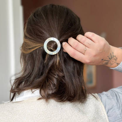 Barrette ronde Nacre