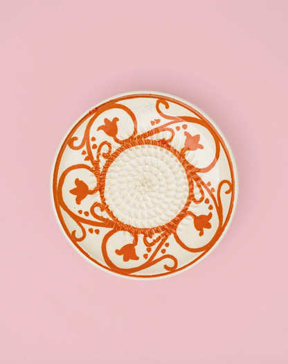 Assiette râpe-ail en céramique - Petite orange et beige - Azahara