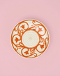 Assiette râpe-ail en céramique - Petite orange et beige - Azahara