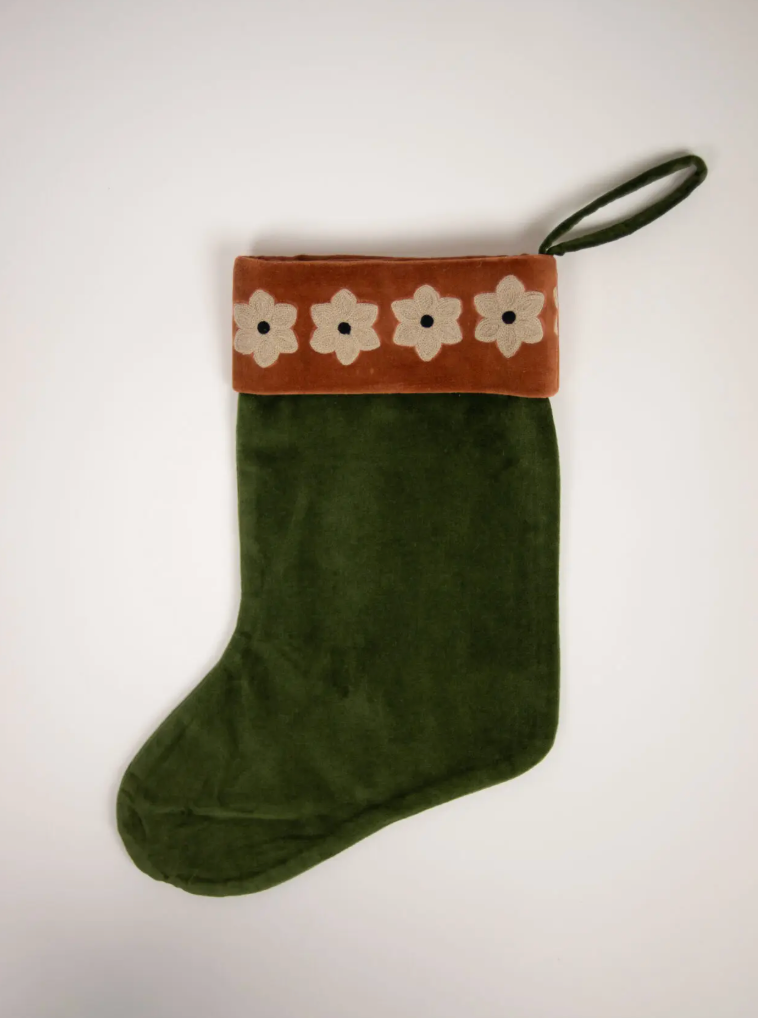 Chaussette de Noël Daisy vert/rouille