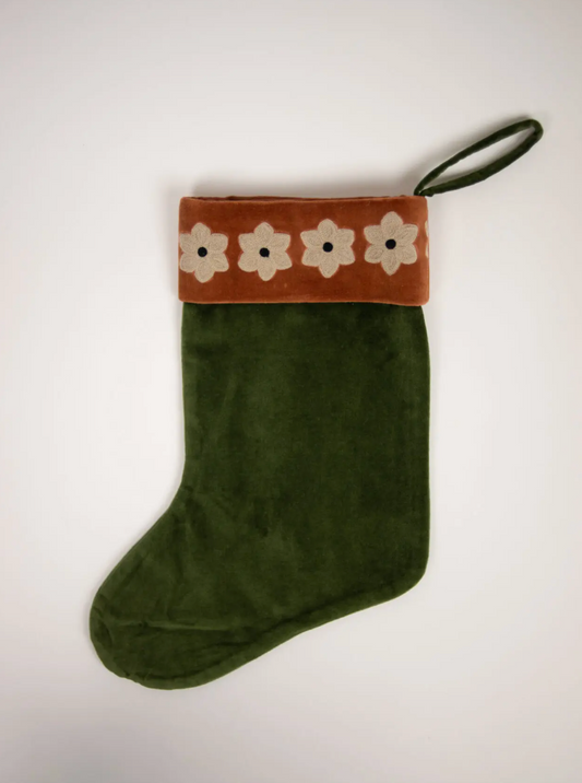 Chaussette de Noël Daisy vert/rouille