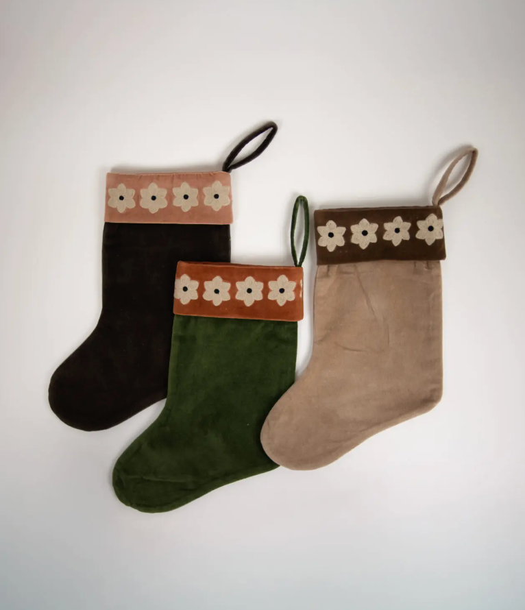 Chaussette de Noël Daisy vert/rouille
