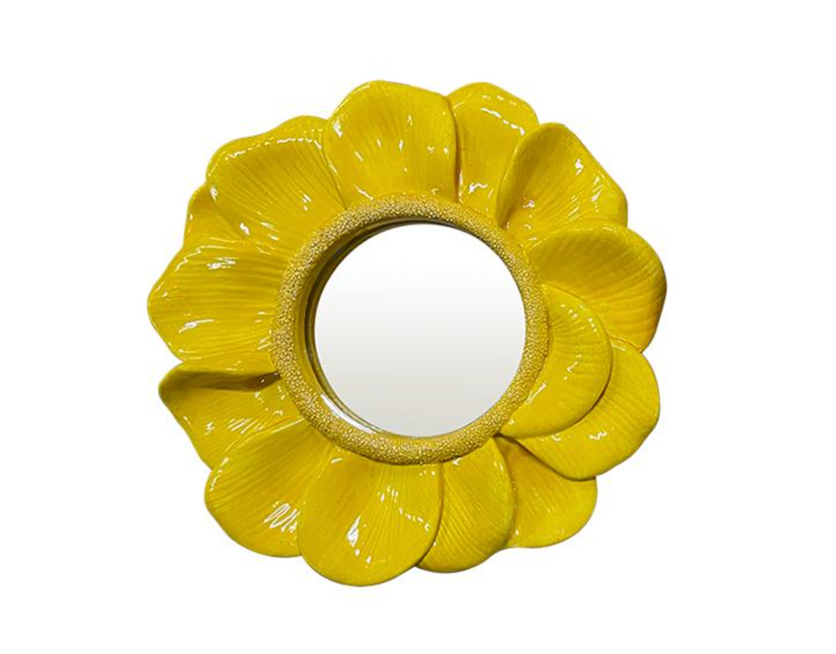 MIROIR FLEUR JAUNE 16,2CM