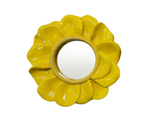 MIROIR FLEUR JAUNE 16,2CM