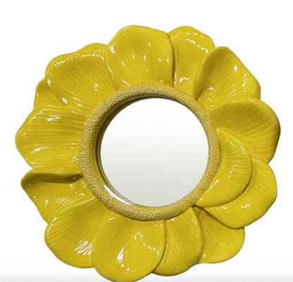 MIROIR FLEUR JAUNE 16,2CM