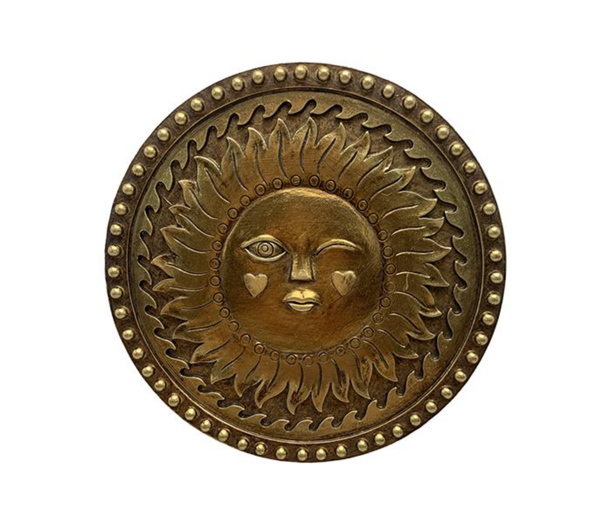Deco murale ronde soleil dore 11,8cm