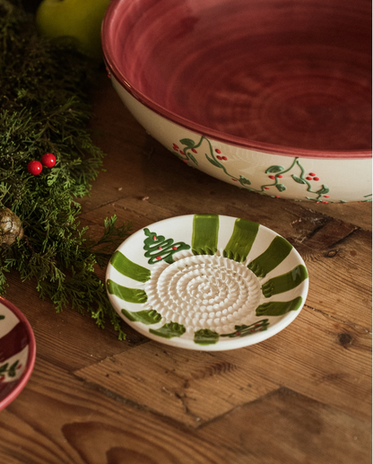 Petite assiette râpe à ail en céramique / Sapin