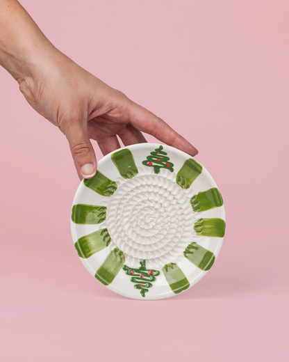 Petite assiette râpe à ail en céramique / Sapin