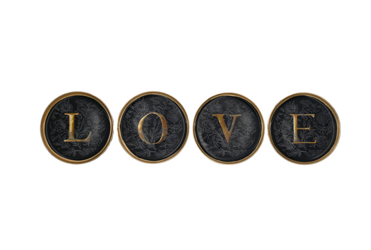SOUS-VERRES - ENLUMINURE LOVE Set/4