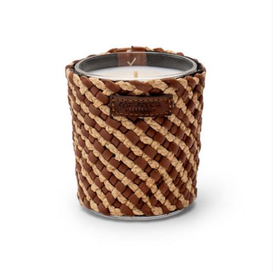 BOUGIE RAPHIA CUIR MAY (MARRON) S / AMBRE
