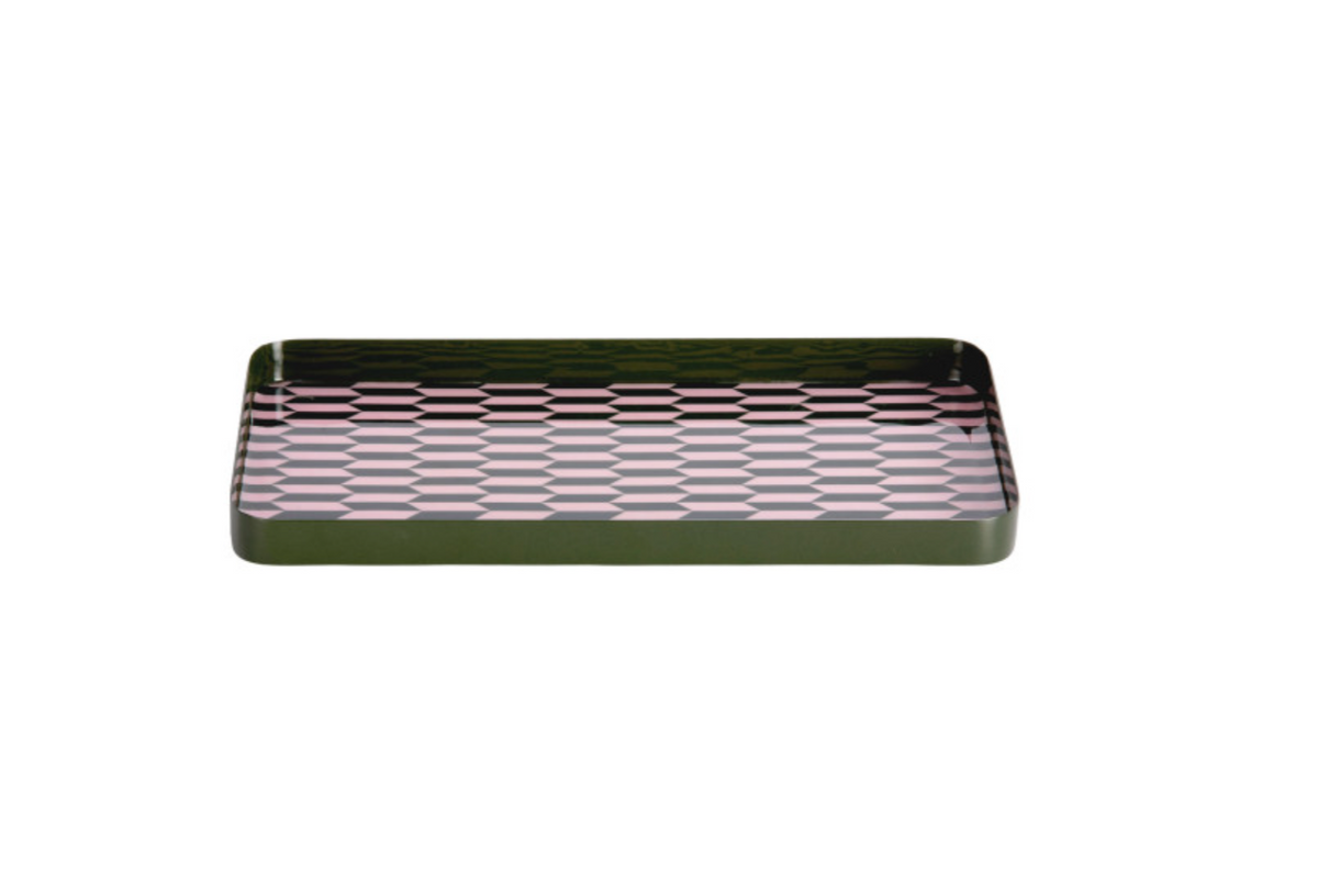 PLATEAU - Salerno Rectangle Medium Vert et Rose