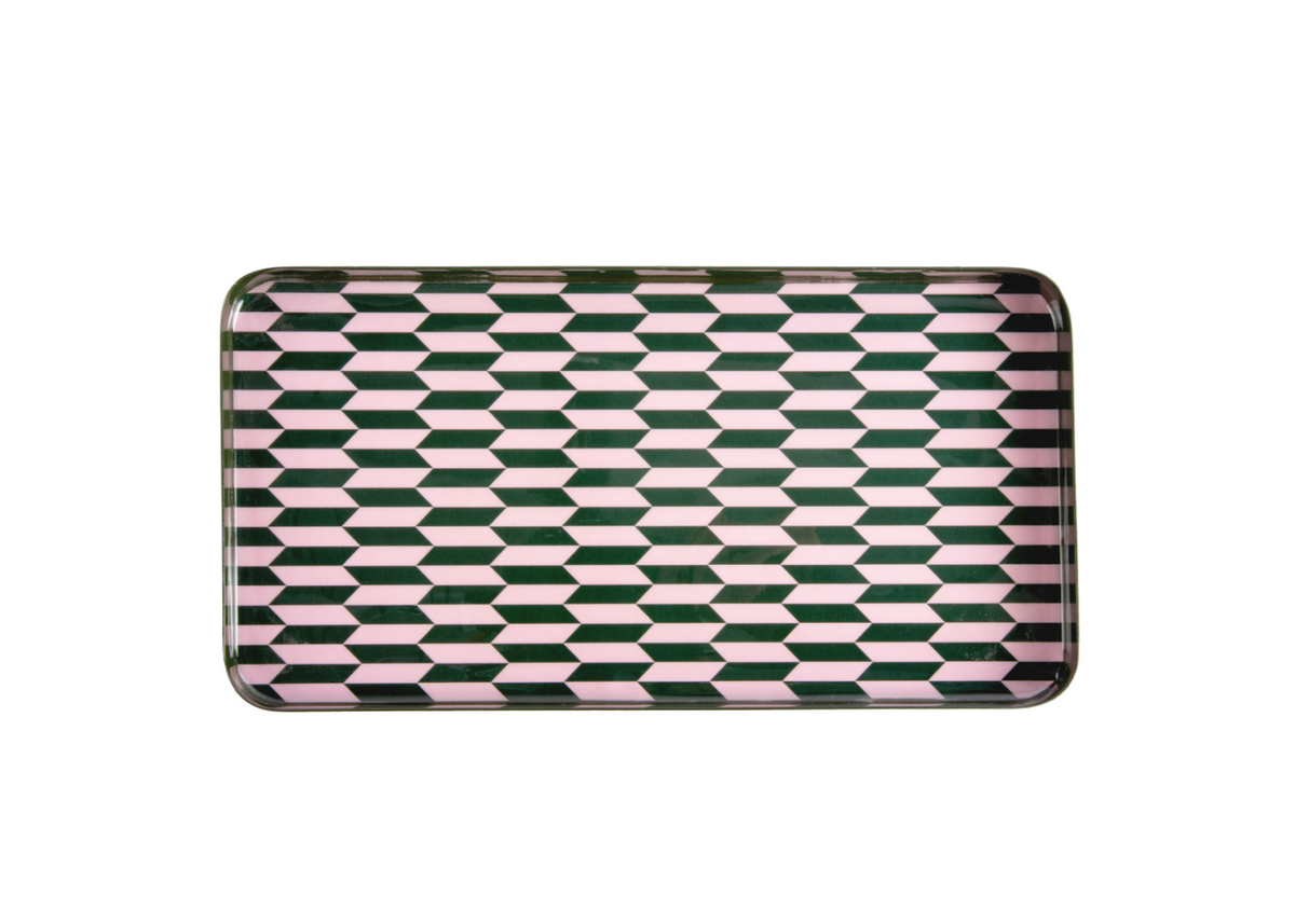 PLATEAU - Salerno Rectangle Medium Vert et Rose