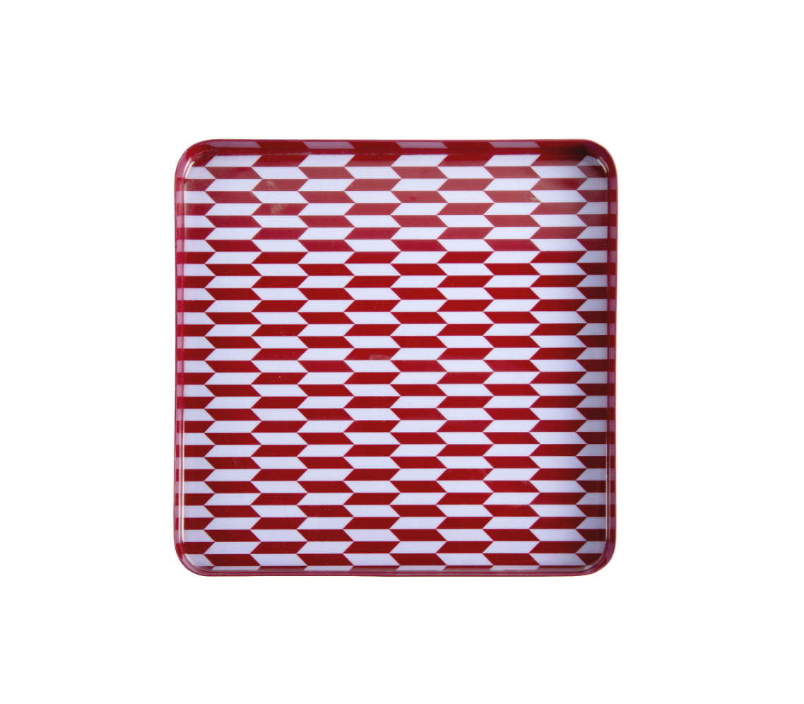 PLATEAU - Salerno Carré Moyen Burgundy & Bleu