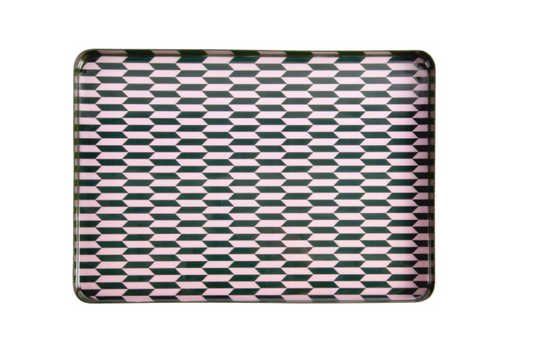 PLATEAU - Salerno Rectangle Grand Vert & Rose