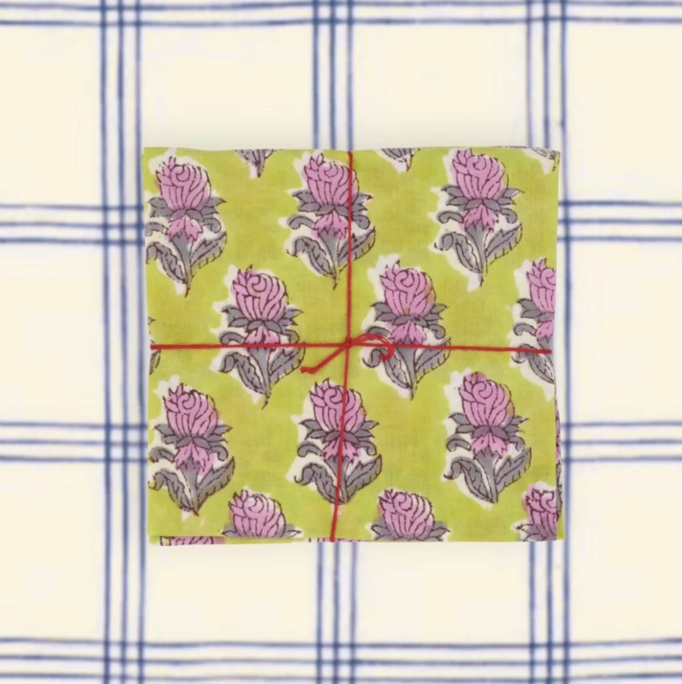 Serviettes de table x4 - Jonquille Lime
