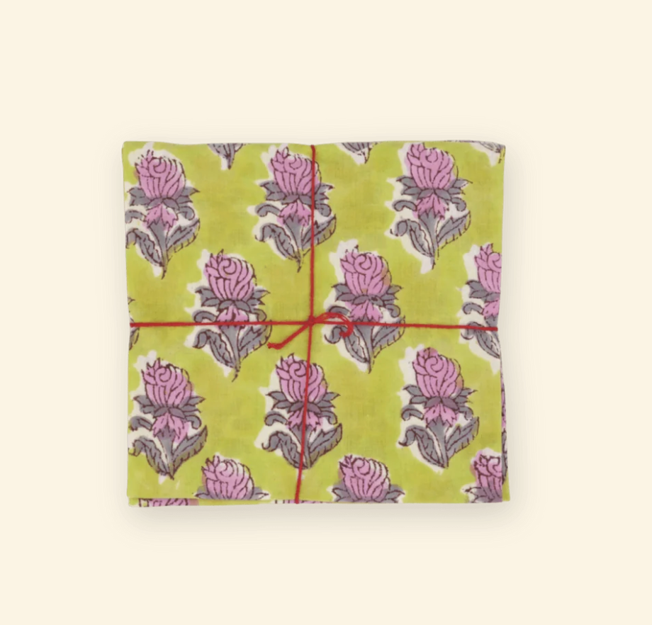 Serviettes de table x4 - Jonquille Lime