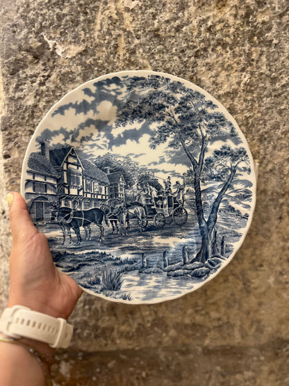 Assiettes plates anglaises bleues
