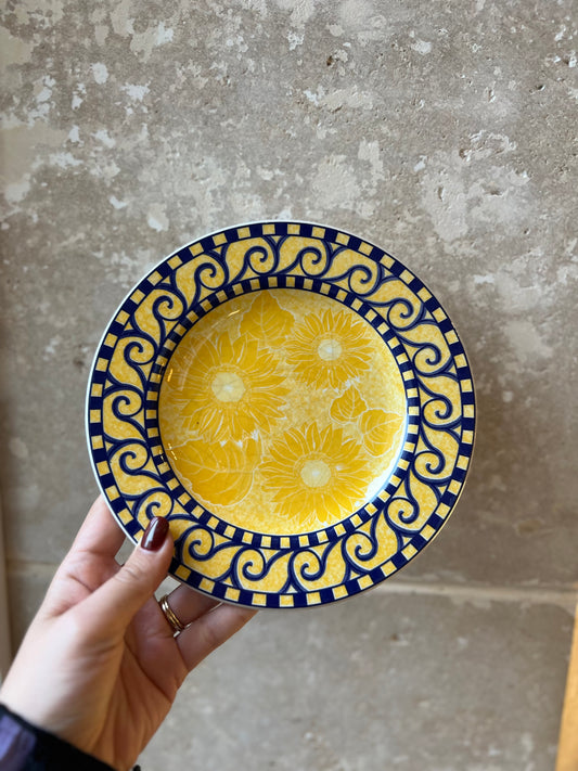 Assiettes à dessert vintage tournesols italiennes