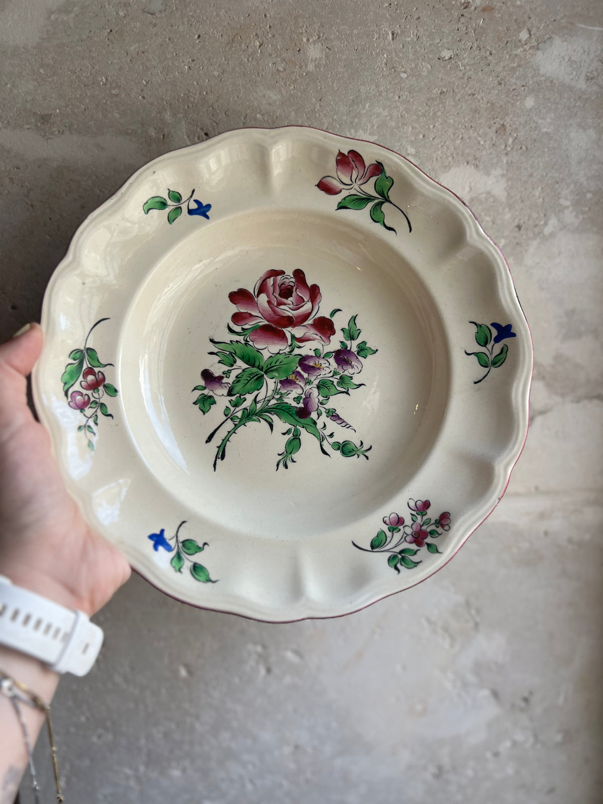 Assiettes vintage plate - Luneville - Pivoine