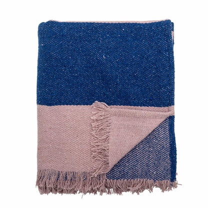 Cadeo Plaid, Bleu, Coton recyclé