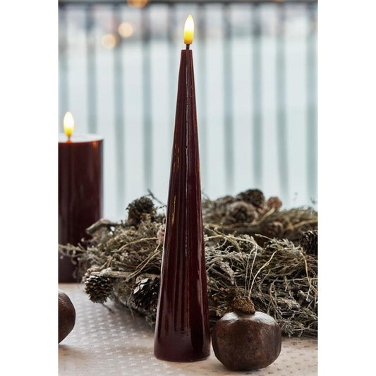 Bougie Conique Led à piles - Sille - Bordeaux H26