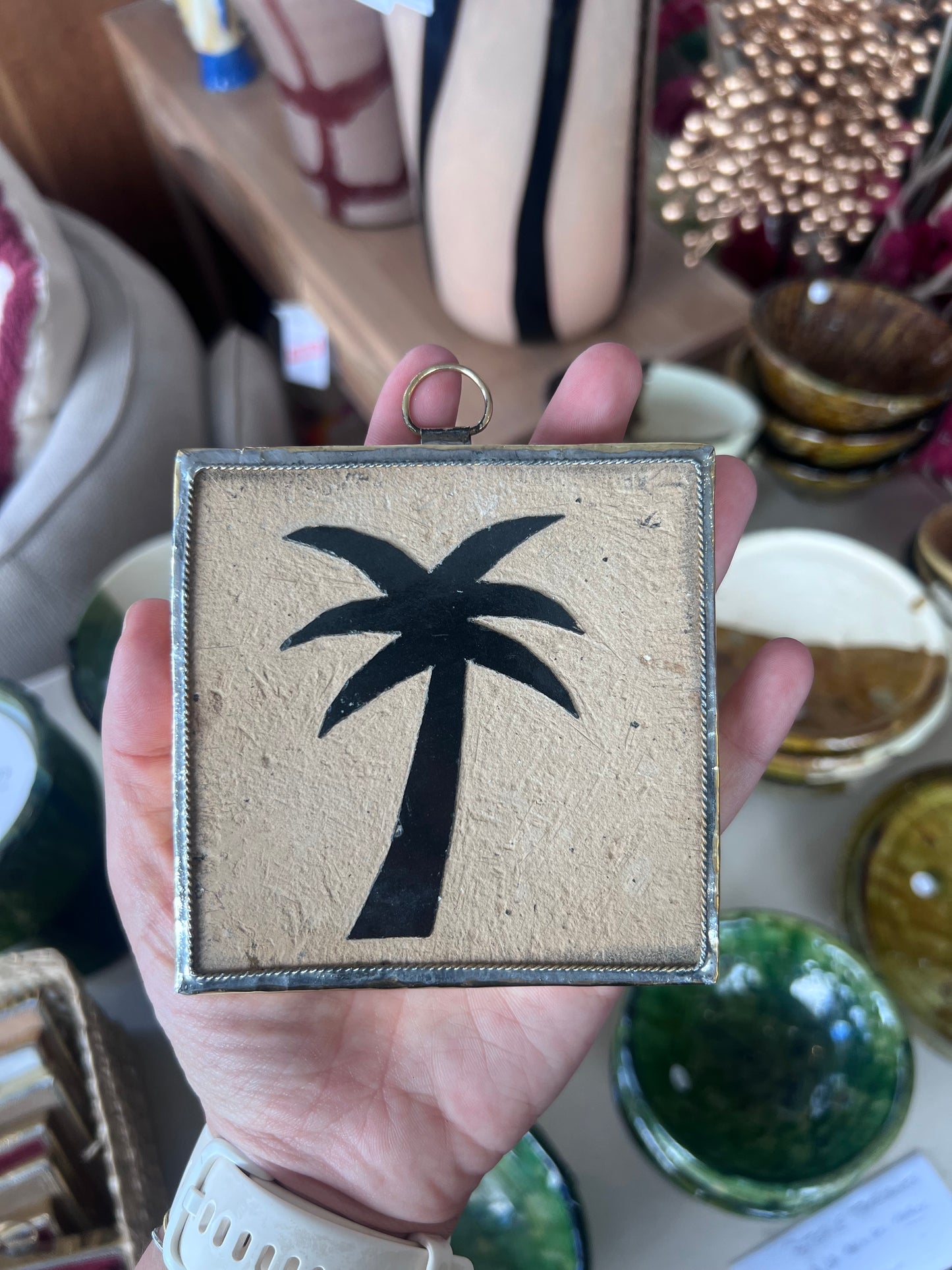 Carreau de zellige - palmier noir- Maroc