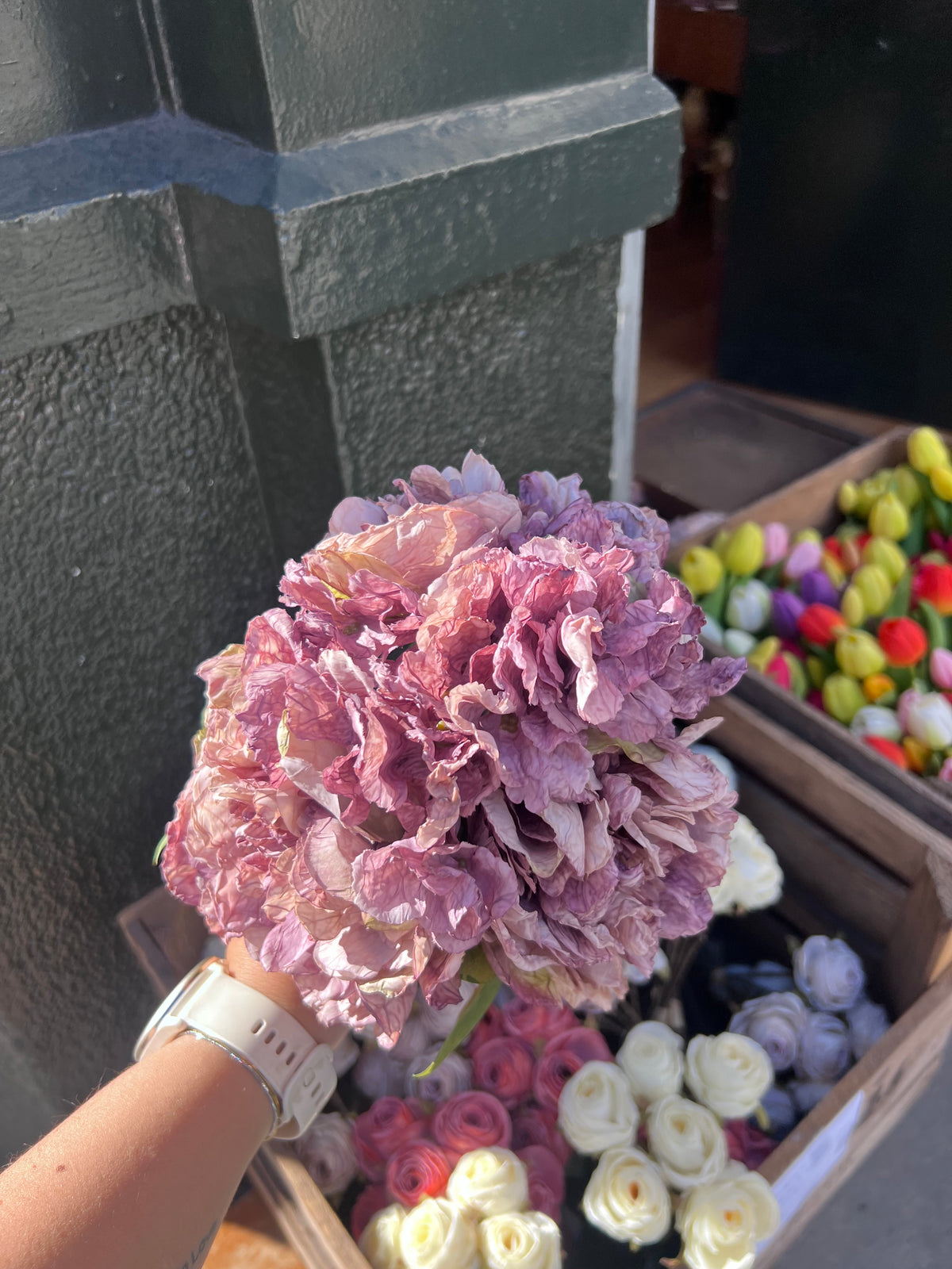 Bouquets pivoine hortensia en tissus
