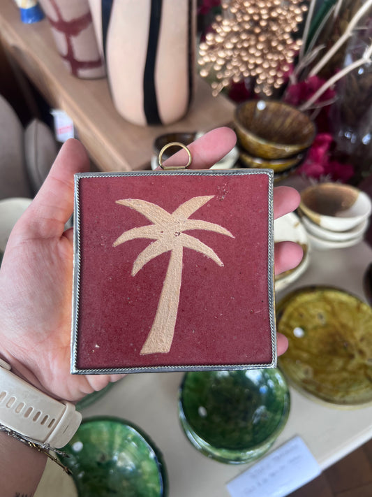 Carreau de zellige - Palmier rouge  - Maroc