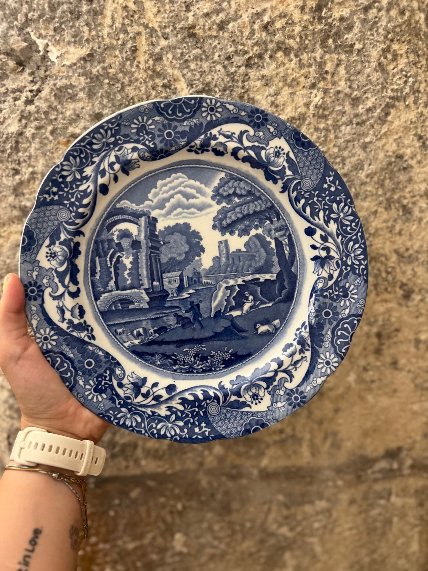 Assiettes plates anglaises bleues - illustration italienne