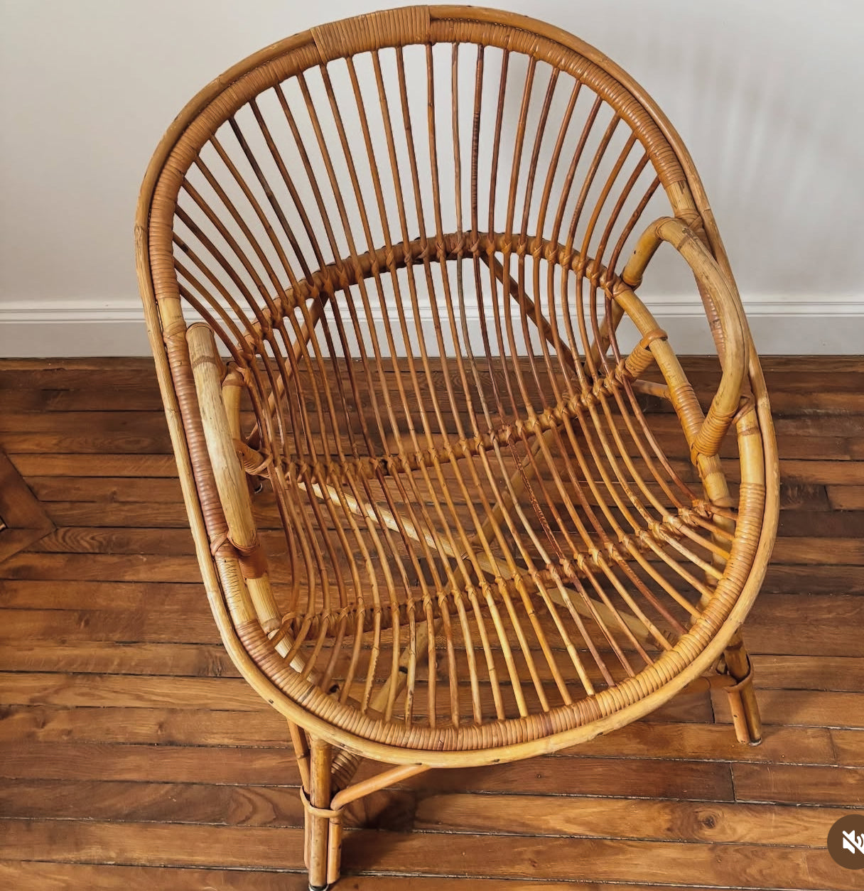Fauteuil en rotin vintage