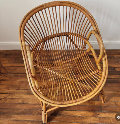 Fauteuil en rotin vintage