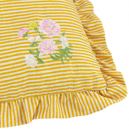 Coussin à Volants Brodé Martha Jaune