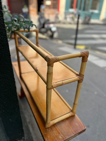 Étagère murale rotin vintage