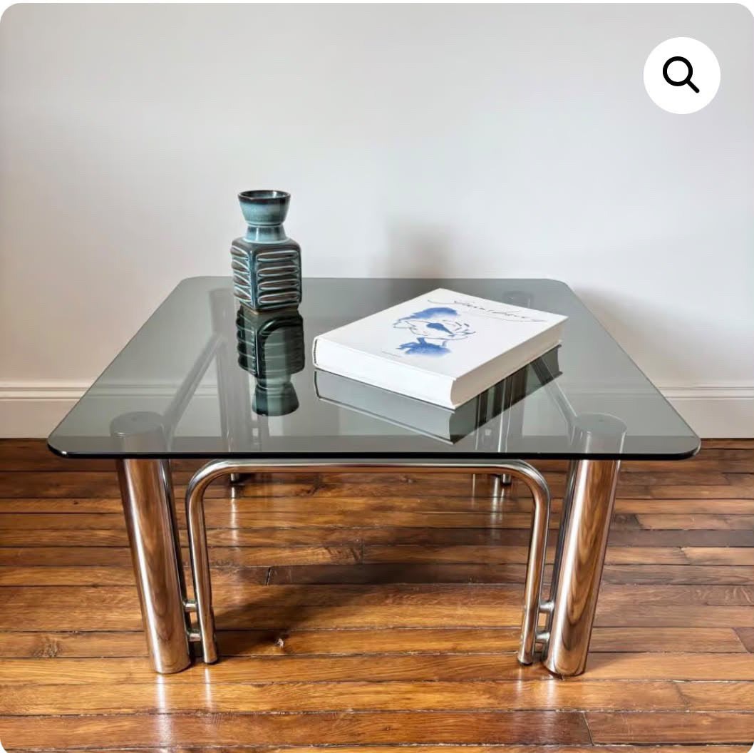 Table basse vintage chromé