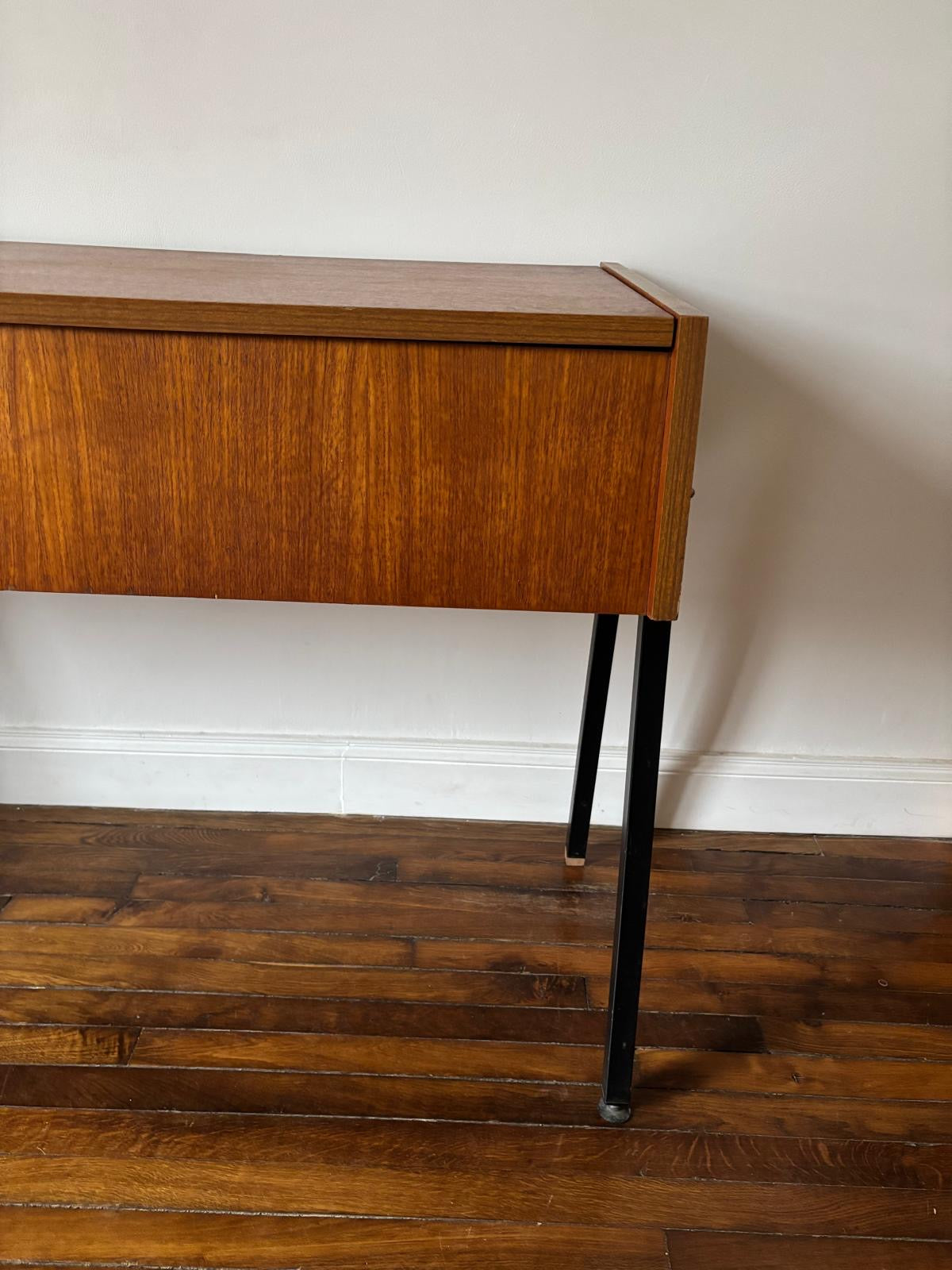 Console vintage en bois et métal