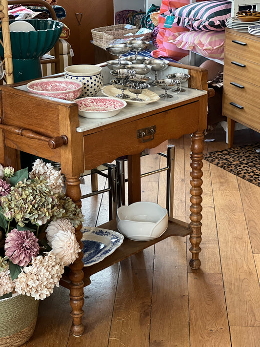Meuble bois et marbre vintage