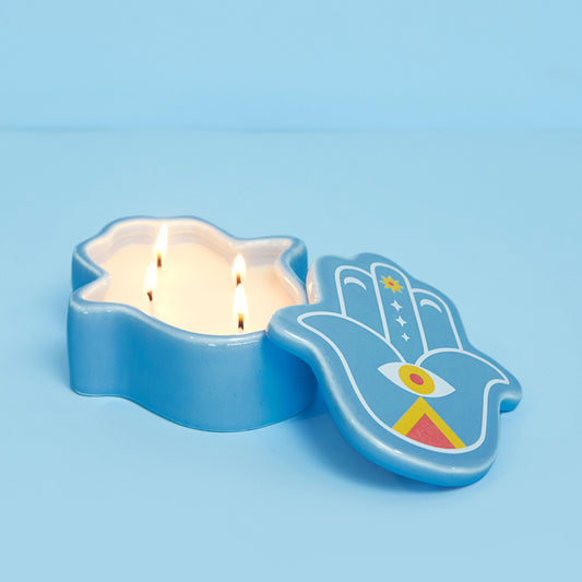 Bougie Lucky hand bleue