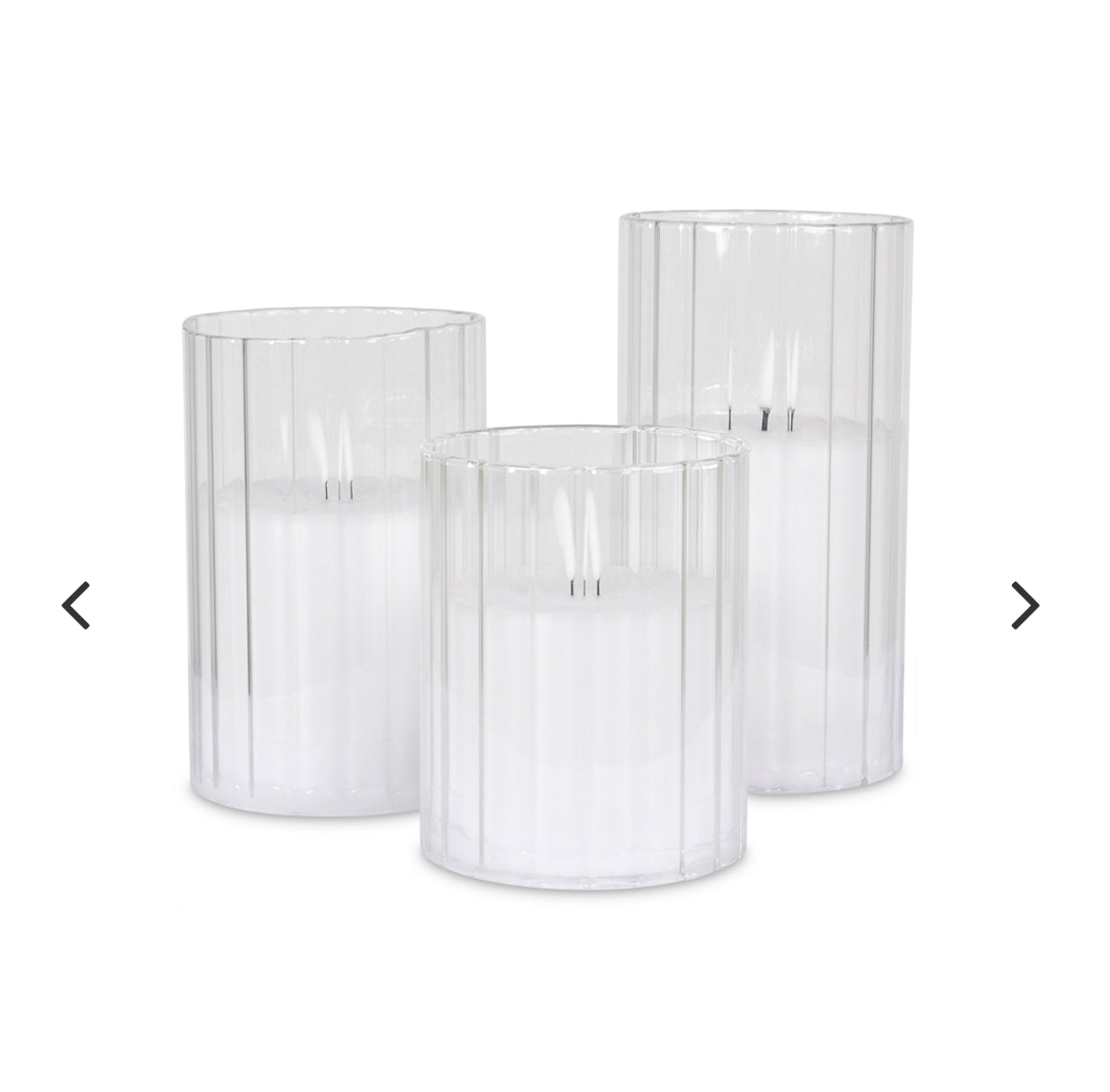 3 bougies LED dans verres cotes plates blanc ,télécommande (à piles)