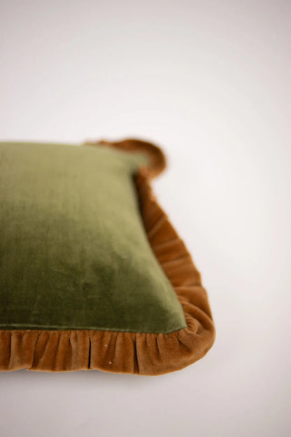 Housse de coussin Doris vert/camel 30×50cm