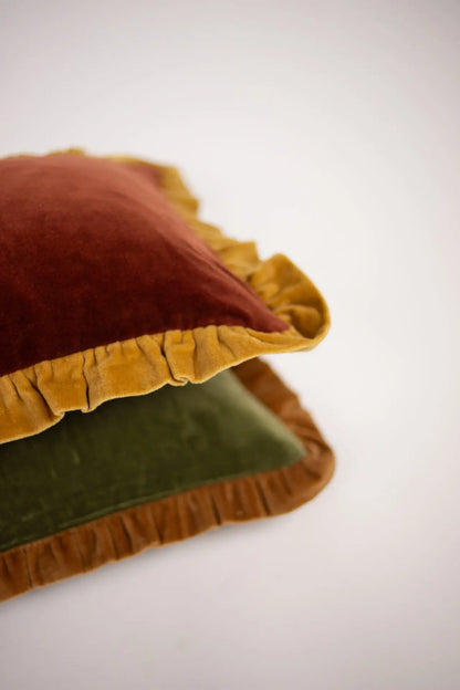Housse de coussin Doris vert/camel 30×50cm