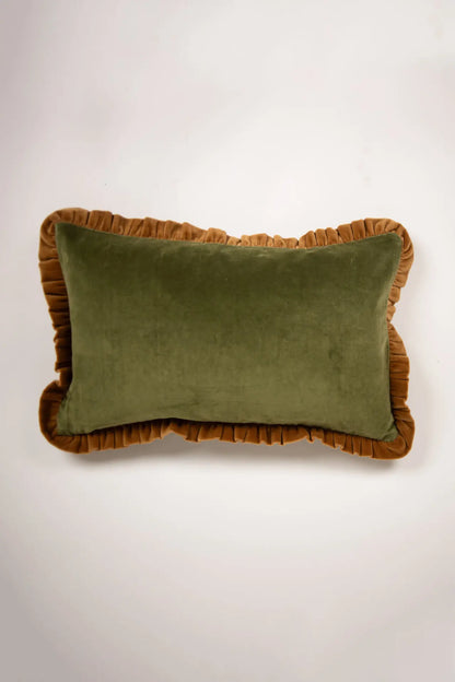 Housse de coussin Doris vert/camel 30×50cm