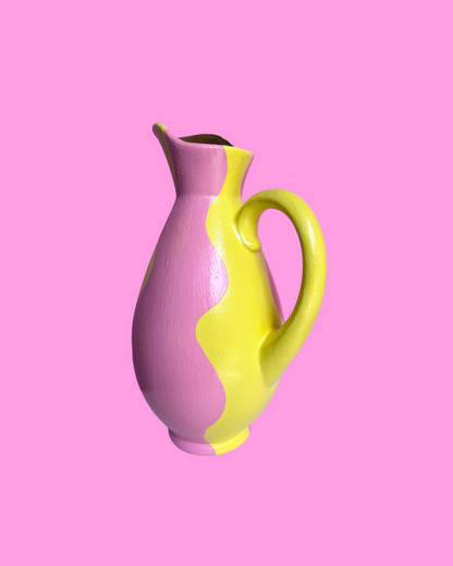 Cruche Vase Babiola - jaune et rose