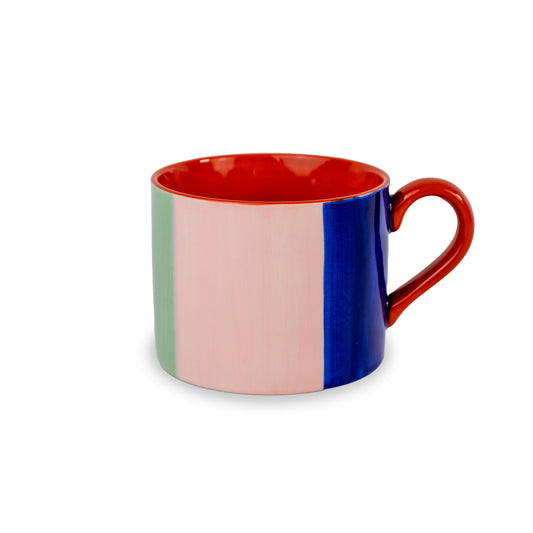 Mug en grès rose/bleu/vert