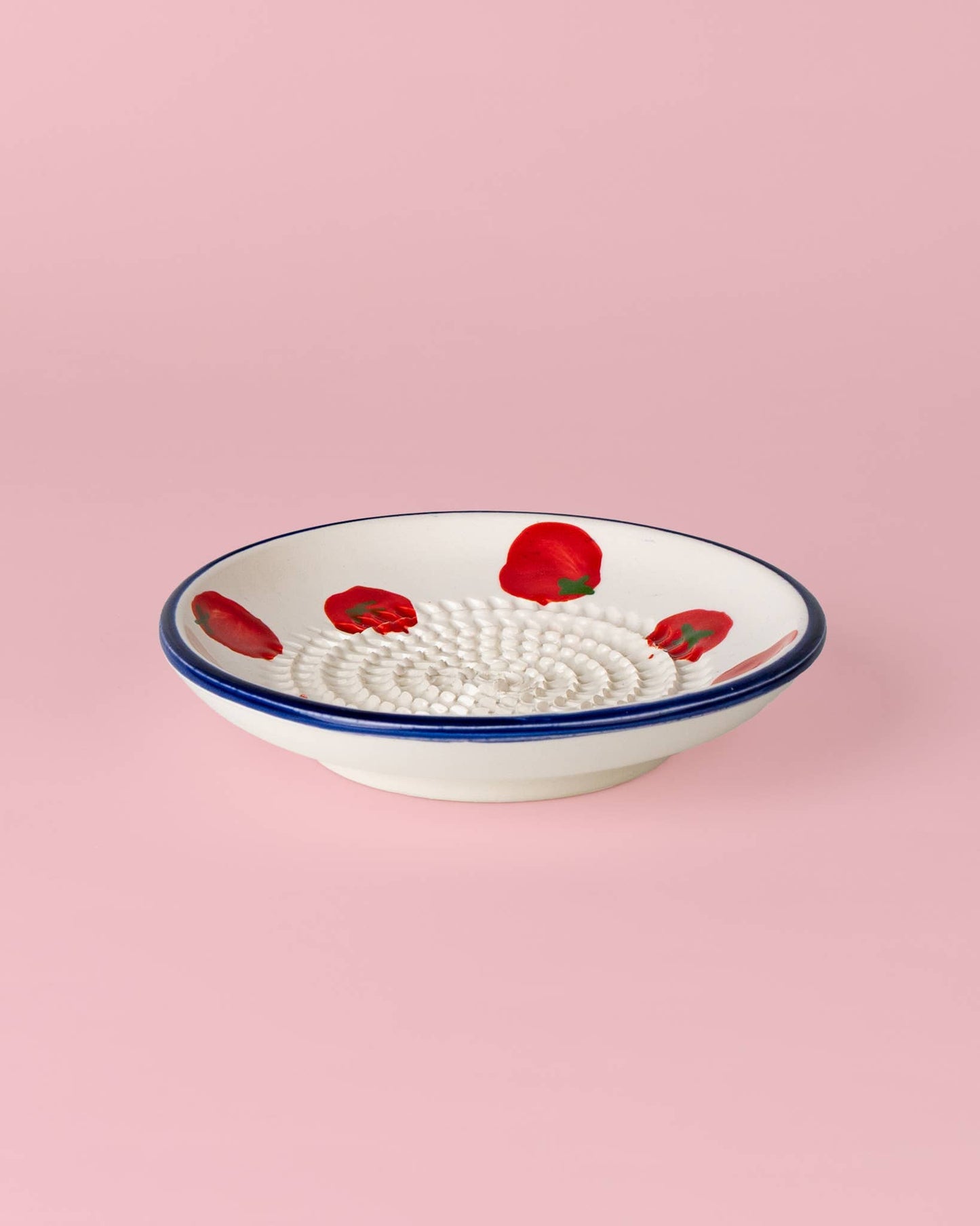 Assiette râpe à ail en céramique - Petite bleue et blanche - Pomodoro: CON PACKAGING
