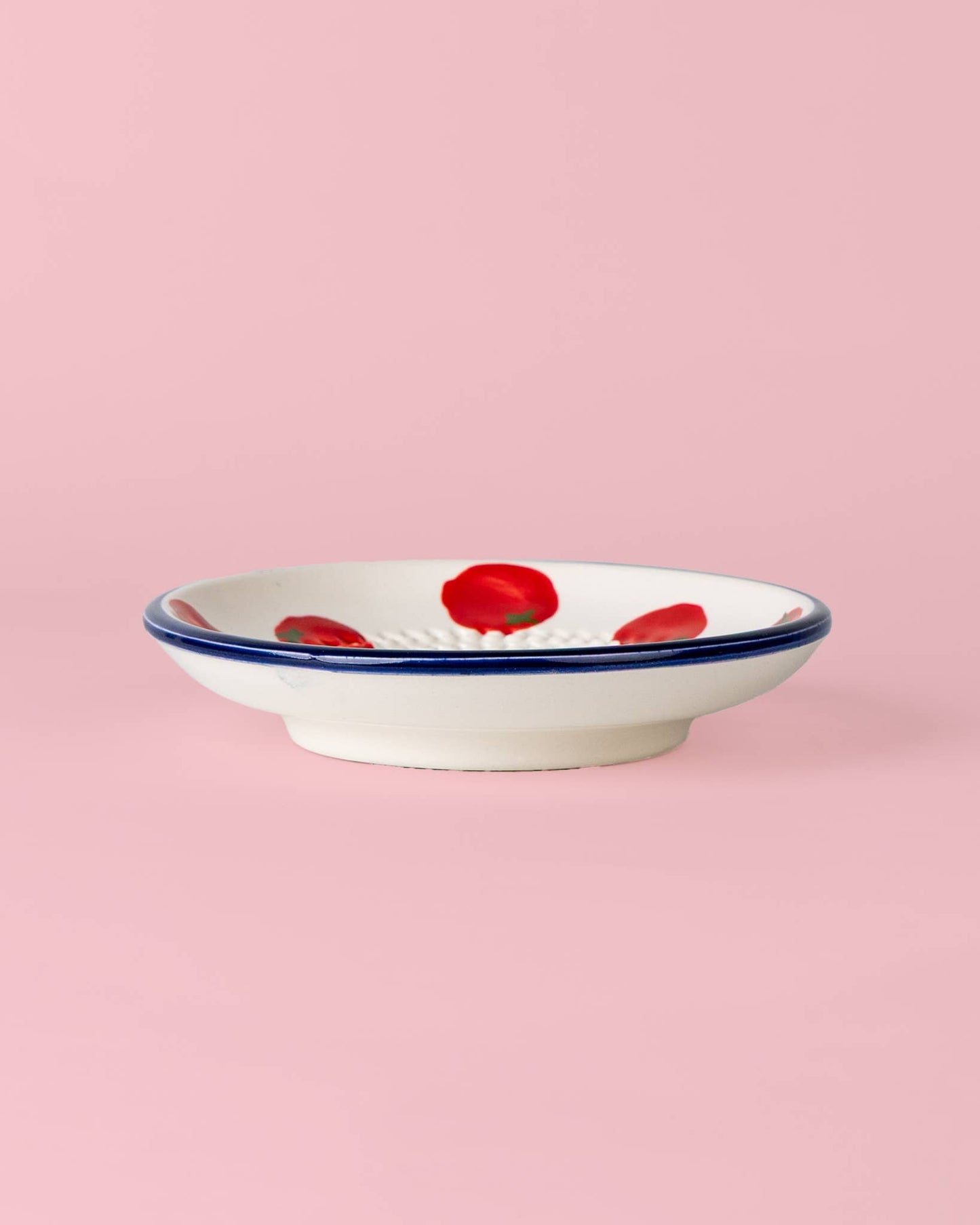 Assiette râpe à ail en céramique - Petite bleue et blanche - Pomodoro: CON PACKAGING