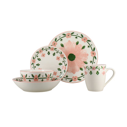 Assiette dessert 19cm en porcelaine florale rose PRIMAVEIRA