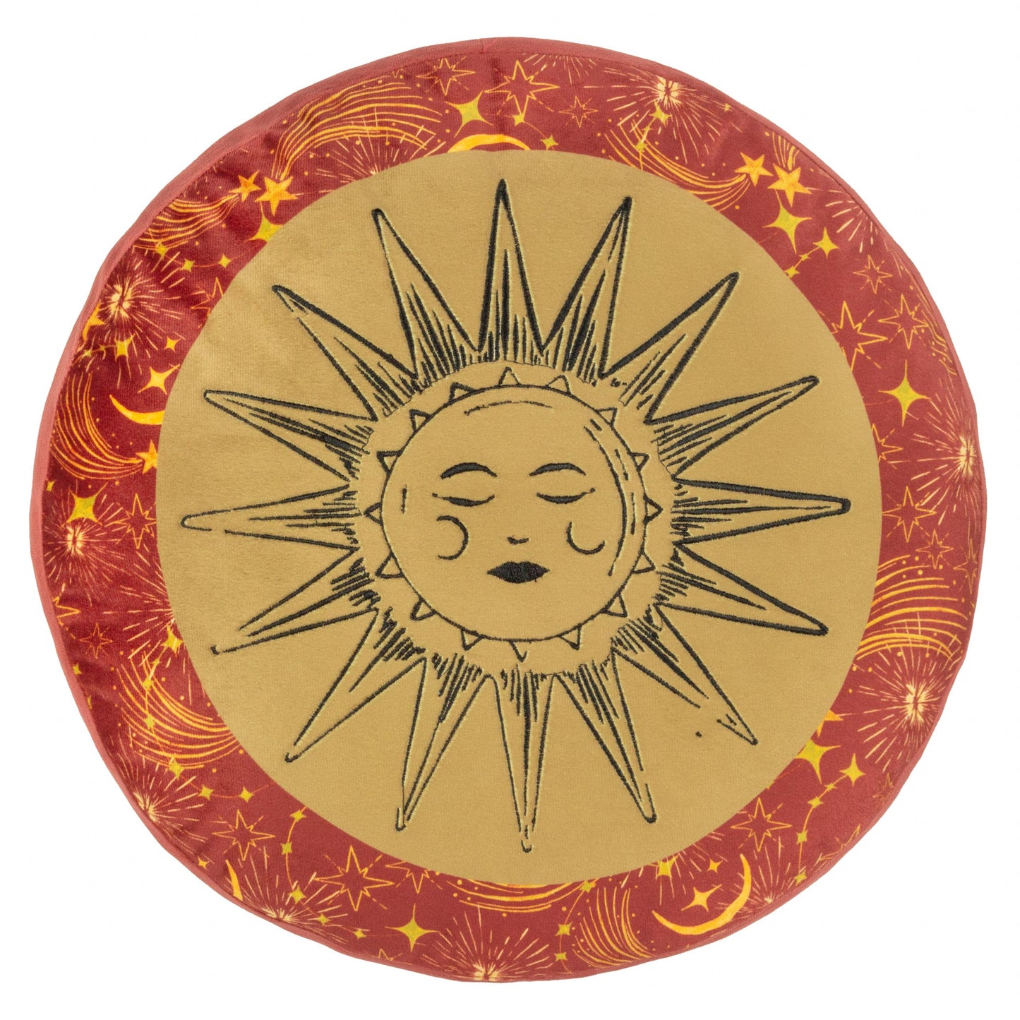 Coussin rond Éthéré Soleil en velours Poussière d’or/Rouille: Poussière d'or/rouille / 40 x 40 cm