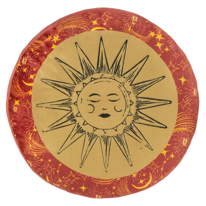 Coussin rond Éthéré Soleil en velours Poussière d’or/Rouille: Poussière d'or/rouille / 40 x 40 cm