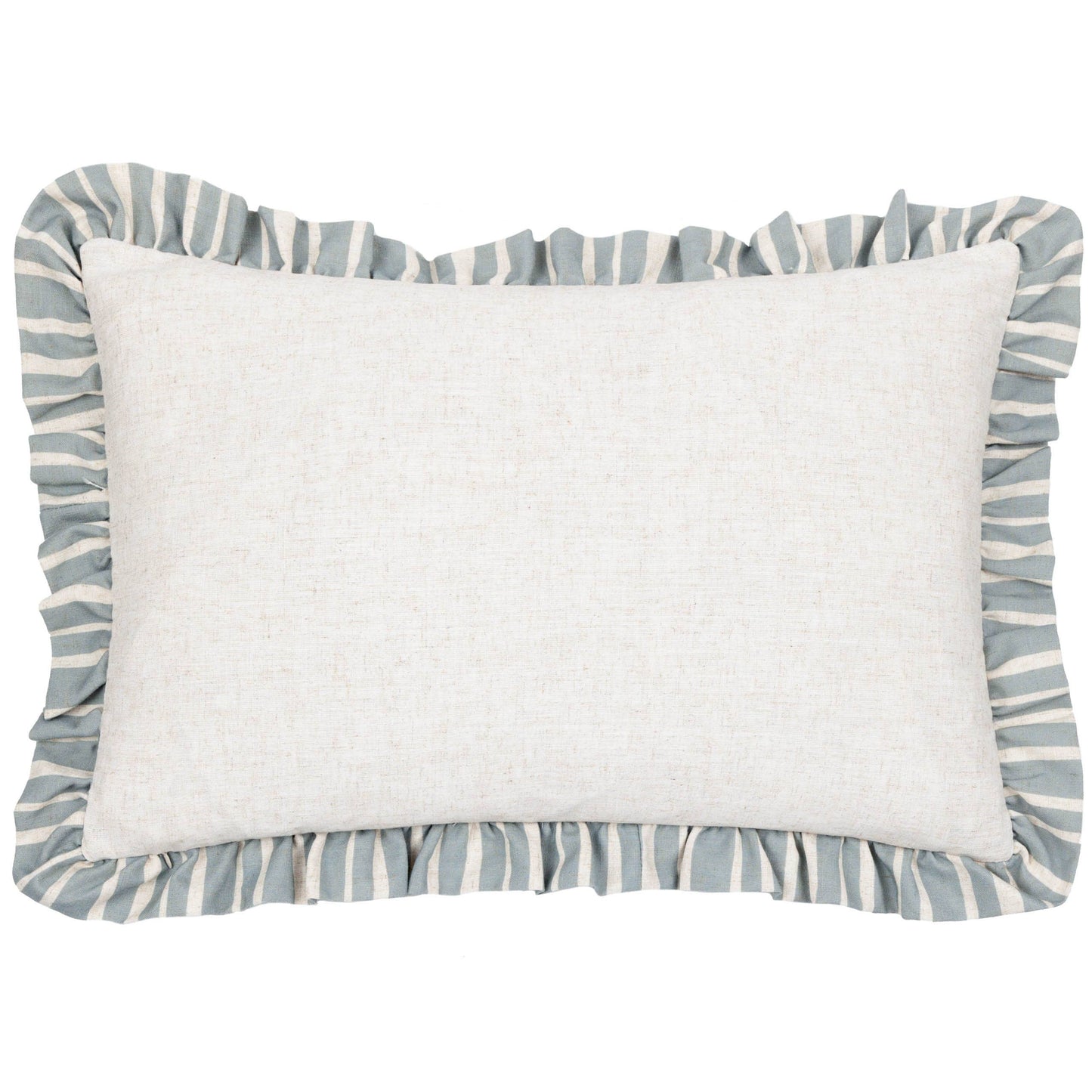 Coussin à Volants Rayé Carmon Lin/Bleu: Lin/Bleu / Garni en polyester / 40 x 60 cm